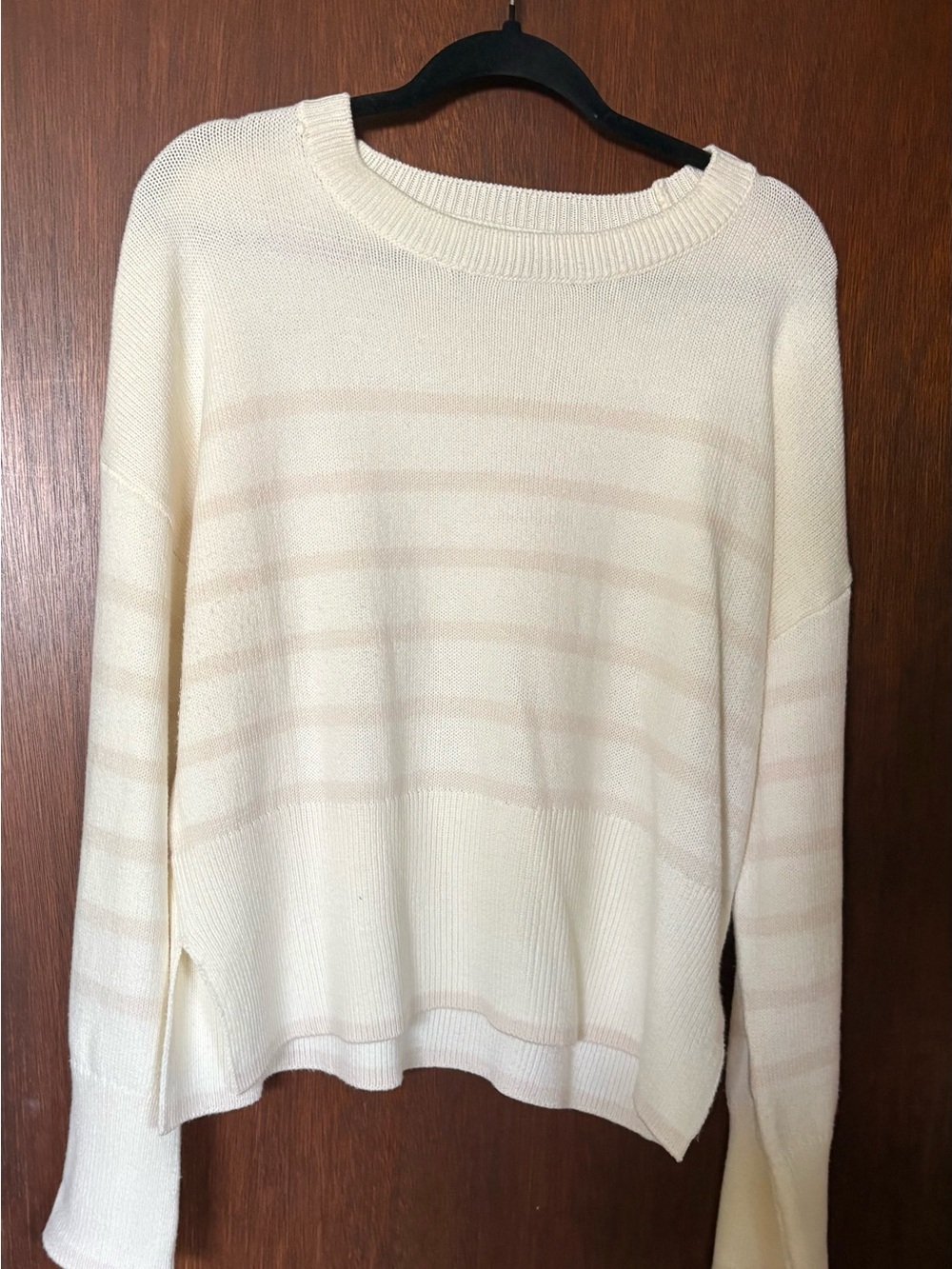 Sincerely Jules Cream Striped Crewneck Sweater - XL